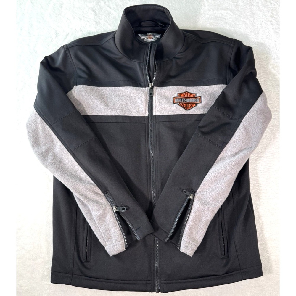 Harley Davidson Mens Medium Classic 2  Lined soft shell fleece‎ jacket Spellout